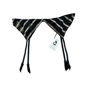 NWT Morgan Lane Italian Lace Garter Belt Frederikke Noir Nude Black Medium M